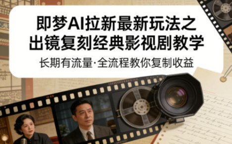 即梦AI拉新最新玩法之出镜复刻经典影视剧教学，长期有流量，全流程教你复制收益