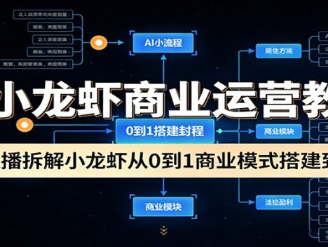AI小龙虾商业运营教程：3天直播拆解小龙虾从0到1商业模式搭建到盈利
