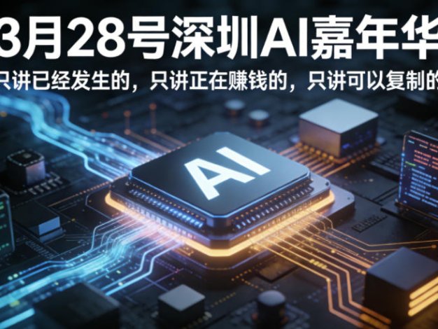 3月28号深圳AI嘉年华，只讲已经发生的，只讲正在賺钱的，只讲可以复制的