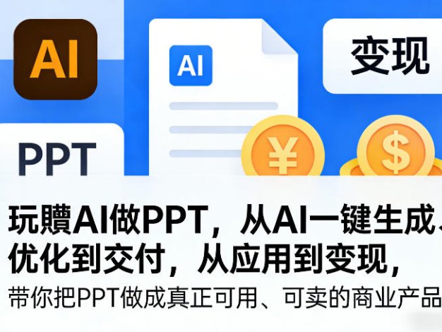 玩賺AI做PPT，从AI一键生成、优化到交付，从应用到变现，带你把PPT做成真正可用、可卖的商业产品(更新0401)
