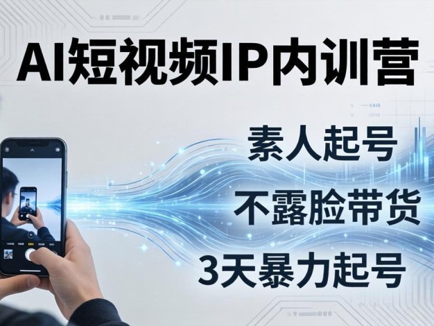 2026AI短视频IP内训营：从素人起号到不露脸带货，3天暴力起号全流程拆解