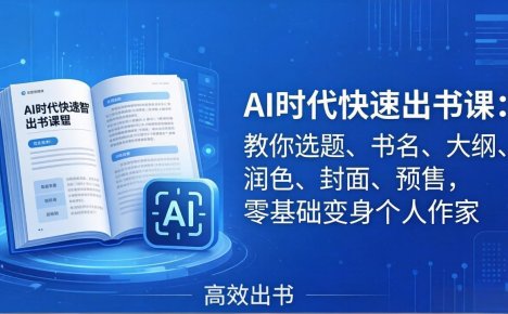 AI时代7天闪电出书课：教你选题、书名、大纲、润色、封面、预售，零基础变身个人作家