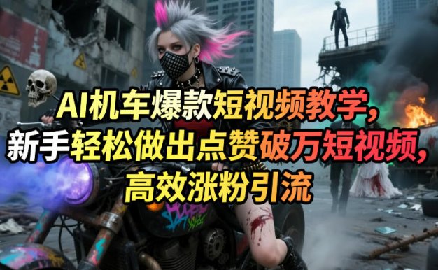 AI机车爆款短视频教学，新手轻松做出点赞破万短视频，高效涨粉引流