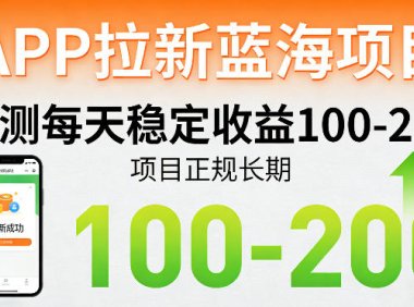 APP拉新蓝海项目,亲测每天稳定收益100-200,项目正规长期