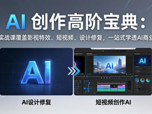 AI 创作高阶宝典：59节实战课覆盖影视特效、短视频、设计修复，一站式学透AI商业落地