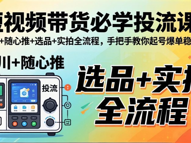 短视频带货必学投流课:千川+随心推+选品+实拍全流程,手把手教你起号爆单稳投产