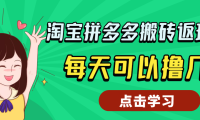 外面收费188的淘宝拼多多搬砖返现项目，每天可以撸几十