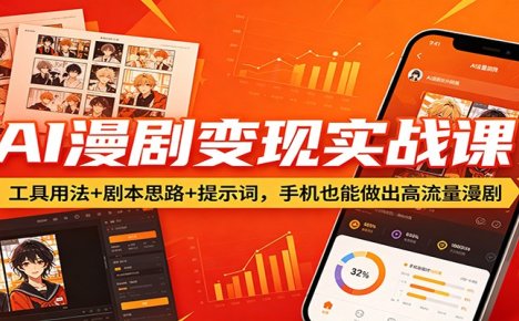 AI漫剧变现实战课:工具用法+剧本思路+提示词,手机也能做出高流量漫剧