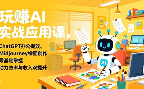 玩赚AI实战应用办公提效、Midjourney绘画创作,零基础掌握,助力效率与收入双提升