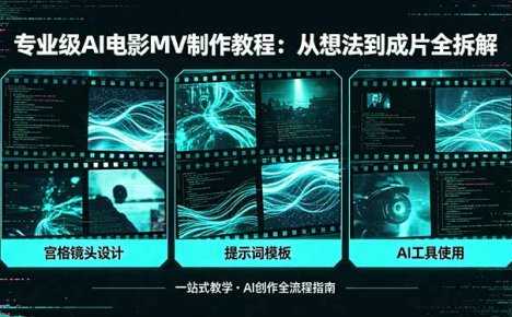 专业级AI电影MV制作教程,从想法到成片全拆解,宫格镜头+提示词模板+AI工具一站式教学
