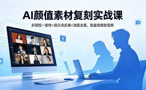 AI颜值素材复刻实战课,多图控一致性+提示词反推+洗图去重,批量做爆款视频