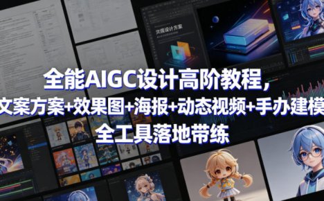 全能AIGC设计高阶教程,文案方案+效果图+海报+动态视频+手办建模,全工具落地带练