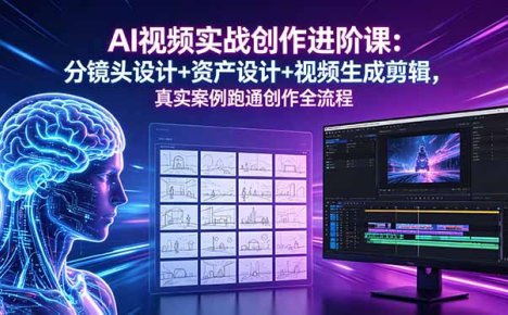 AI视频实战创作进阶课：分镜头设计+资产设计+视频生成剪辑，真实案例跑通创作全流程