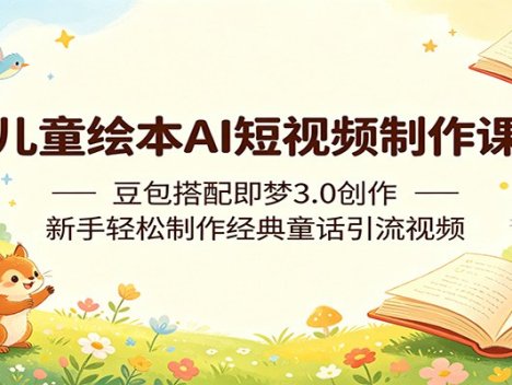 儿童绘本AI短视频制作课：豆包搭配即梦3.0创作，新手轻松制作经典童话引流视频