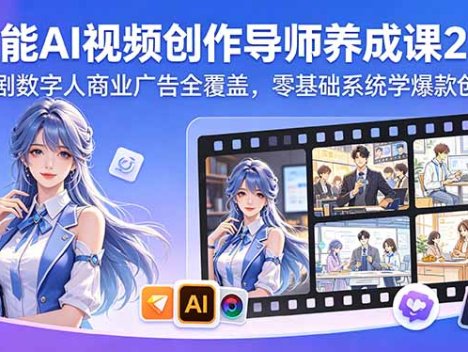 全能AI视频创作导师养成课2.0，漫剧数字人商业广告全覆盖，零基础系统学爆款创作