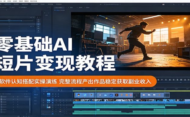零基础AI短片变现教程：软件认知搭配实操演练，完整流程产出作品稳定获取副业收入