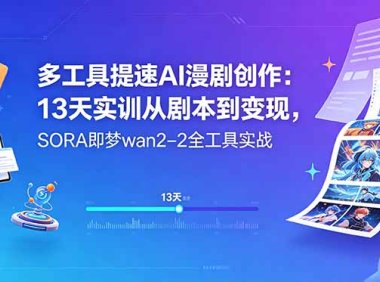 多工具提速AI漫剧创作：13天实训从剧本到变现，SORA即梦wan2-2全工具实战