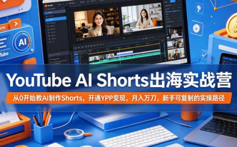 YouTube AI Shorts出海实战营,从0开始教AI制作Shorts,开通YPP变现,月入万刀,新手可复制的实操路径