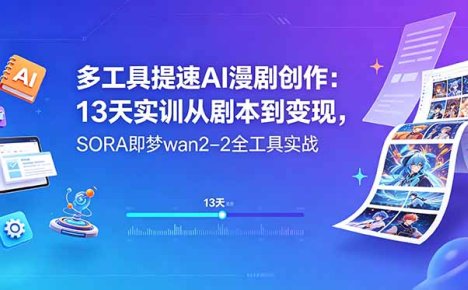 多工具提速AI漫剧创作:13天实训从剧本到变现,SORA即梦wan2-2全工具实战