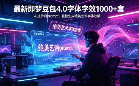 最新即梦豆包4.0字体字效1000+套，AI提示词prompt，轻松生成绝美艺术字体效果