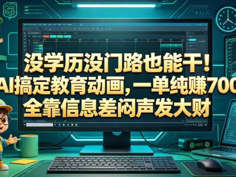 没学历没门路也能干！用AI搞定教育动画，一单纯賺700+，全靠信息差闷声发大财【揭秘】