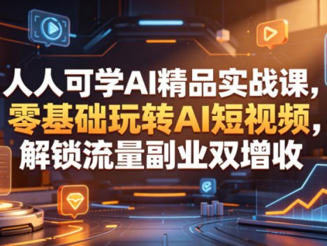 人人可学AI精品实战课，零基础玩转AI短视频，解锁流量副业双增收