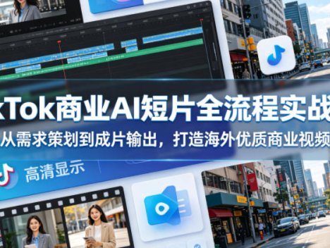 TikTok商业AI短片全流程实战课，从需求策划到成片输出，打造海外优质商业视频