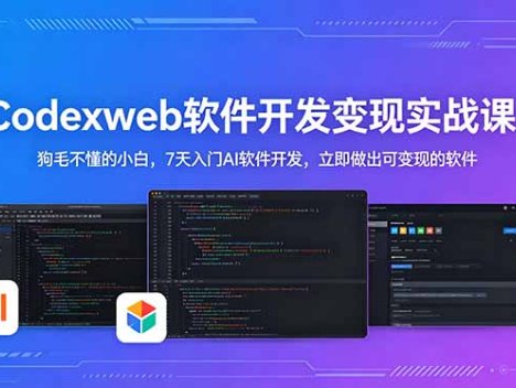 CodexWeb软件开发变现实战课：狗毛不懂的小白，7天入门AI软件开发，立即做出可变现的软件