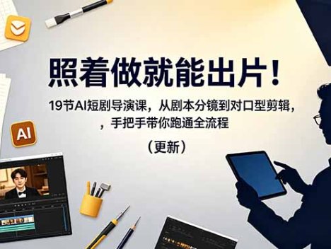 照着做就能出片！19节AI短剧导演课，从剧本分镜到对口型剪辑，手把手带你跑通全流程(更新