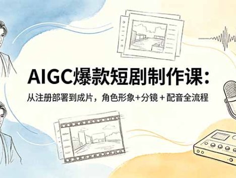 AIGC爆款短剧制作课：从注册部署到成片，角色形象+分镜+配音全流程