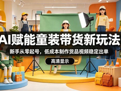AI赋能童装带货新玩法，新手从零起号，低成本制作货品视频稳定出单