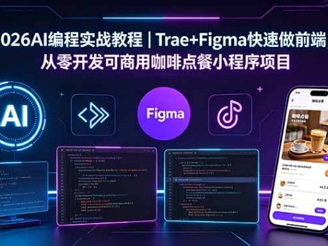 2026AI编程实战教程｜Trae+Figma快速做前端，从零开发可商用咖啡点餐小程序项目