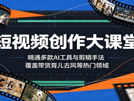 短视频创作大课堂：精通多款AI工具与剪辑手法，覆盖带货、育儿、古风等热门领域