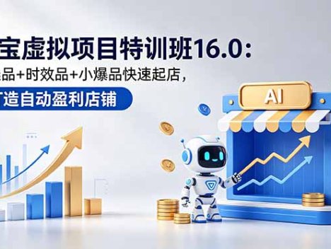 淘宝虚拟项目特训班16.0：AI选品+时效品+小爆品快速起店，打造自动盈利店铺