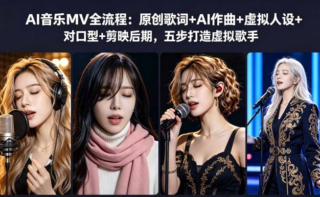 AI音乐MV全流程：原创歌词+AI作曲+虚拟人设+对口型+剪映后期，五步打造虚拟歌手