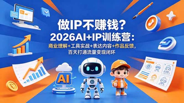 做IP不赚钱?2026AI+IP训练营:商业理解+工具实战+表达内容+作品反馈,百天打通流量变现闭环