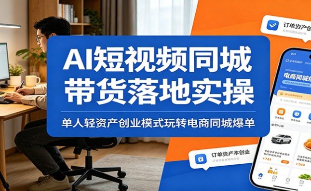 AI短视频同城带货落地实操：单人轻资产创业模式玩转电商同城爆单