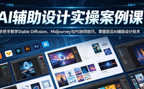 AI辅助设计实操案例课，手把手教学Stable Diffusion、Midjourney与PS协同技巧，掌握前沿AI辅助设计技术