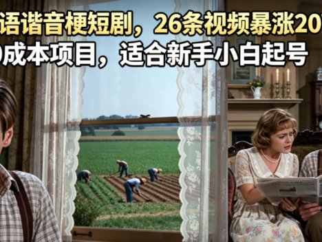AI做英语谐音梗短剧，26条视频暴涨20W粉丝，0成本项目，适合新手小白起号