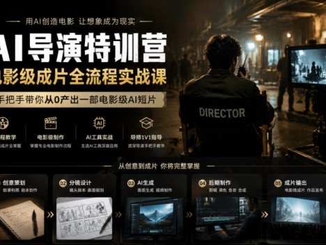 AI导演特训营，电影级成片全流程实战课，手把手带你从0产出一部电影级AI短片