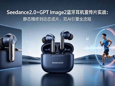 Seedance2.0+GPT Image2蓝牙耳机宣传片实战：静态精修到动态成片，双AI引擎全流程