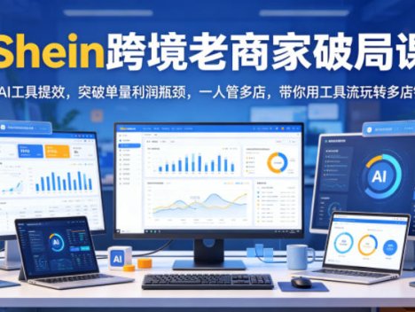 Shein跨境老商家破局课，AI工具提效，突破单量利润瓶颈，一人管多店，带你用工具流玩转多店铺
