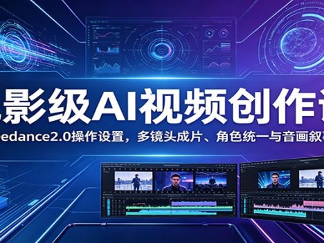 电影级AI视频创作课：精通Seedance2.0操作设置，多镜头成片、角色统一与音画叙事制作