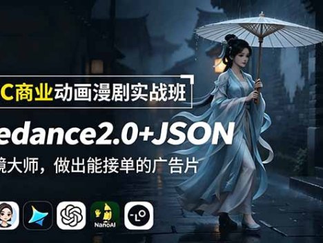 AIGC商业动画漫剧实战班：Seedance2.0+JSON分镜大师，做出能接单的广告片
