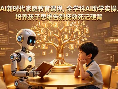 AI新时代家庭教育课程，全学科AI助学实操，培养孩子思维告别低效死记硬背