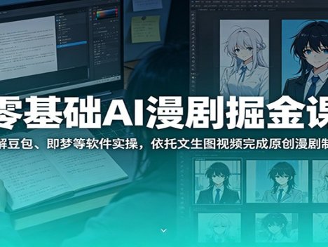 零基础AI漫剧掘金课：详解豆包、即梦等软件实操，依托文生图视频完成原创漫剧制作