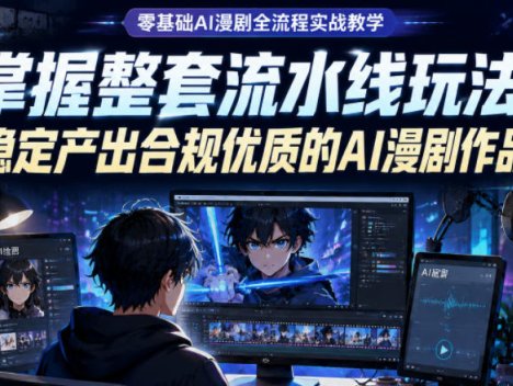 零基础AI漫剧全流程实战教学，掌握整套流水线玩法，稳定产出合规优质的AI漫剧作品
