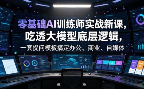 零基础AI训练师实战课,吃透大模型底层逻辑,一套提问模板搞定办公、商业、自媒体、设计、生活全场景AI落地应用