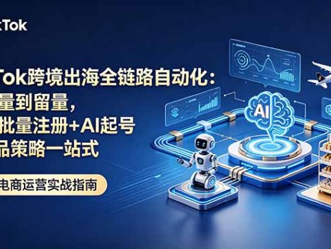 TikTok跨境出海全链路自动化：从流量到留量，账号批量注册+AI起号+选品策略一站式