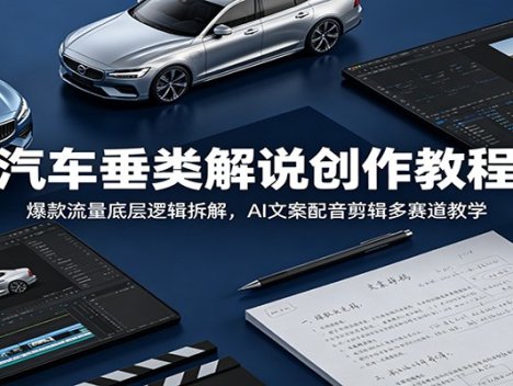 汽车垂类解说创作教程：爆款流量底层逻辑拆解，AI文案配音剪辑多赛道教学
